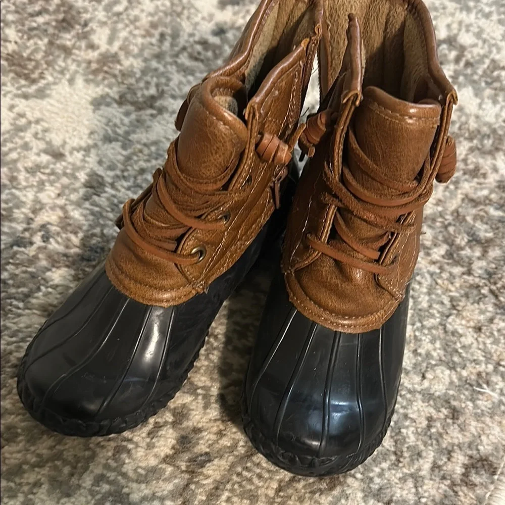 Brown and Black Duck Boots